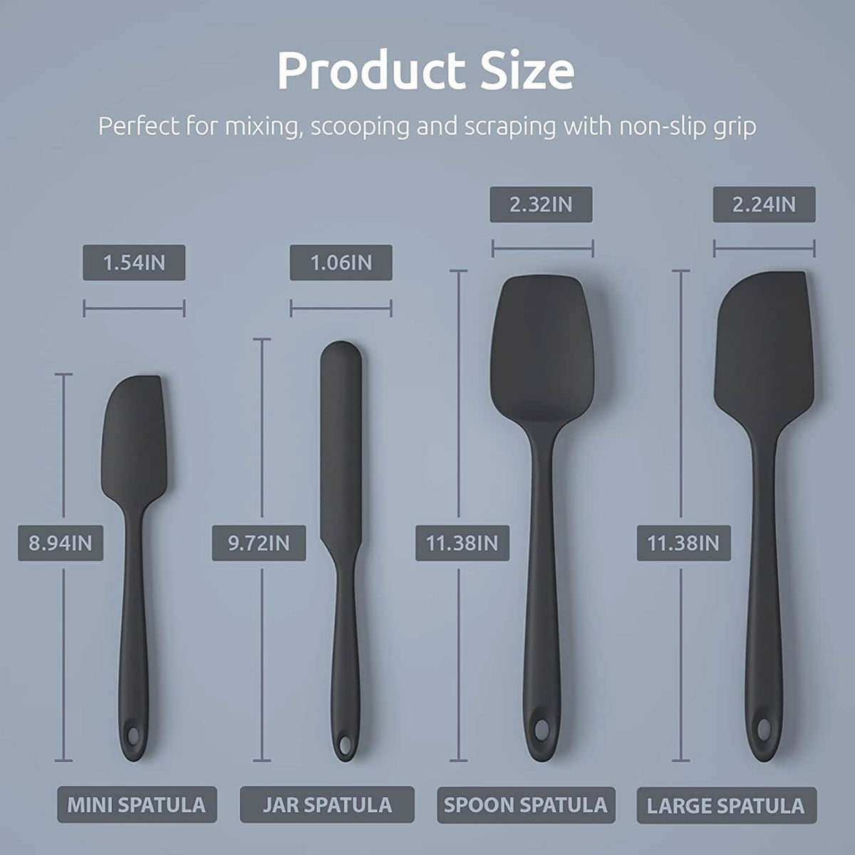 DailySale Kitchen Tools & Gadgets U-Taste Silicone Spatula Set with 480 Degrees Fahrenheit Heat Resistant