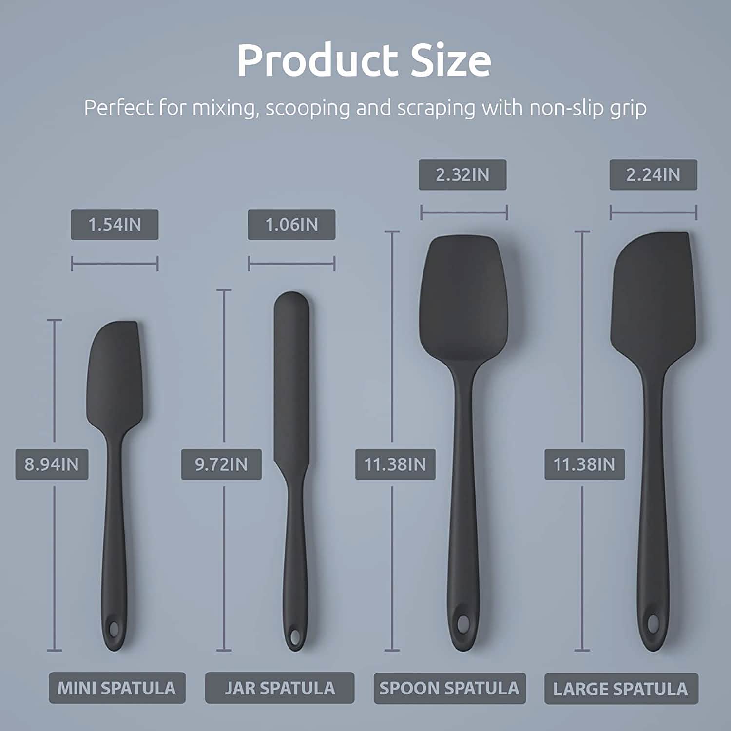 DailySale Kitchen Tools & Gadgets U-Taste Silicone Spatula Set with 480 Degrees Fahrenheit Heat Resistant
