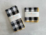 Dot and Army Cloth Napkins black licorice Gingham Check Cloth Napkins, set of four