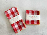 Dot and Army Cloth Napkins cherry red Gingham Check Cloth Napkins, set of four