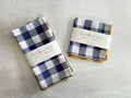 Dot and Army Cloth Napkins denim blue Gingham Check Cloth Napkins, set of four