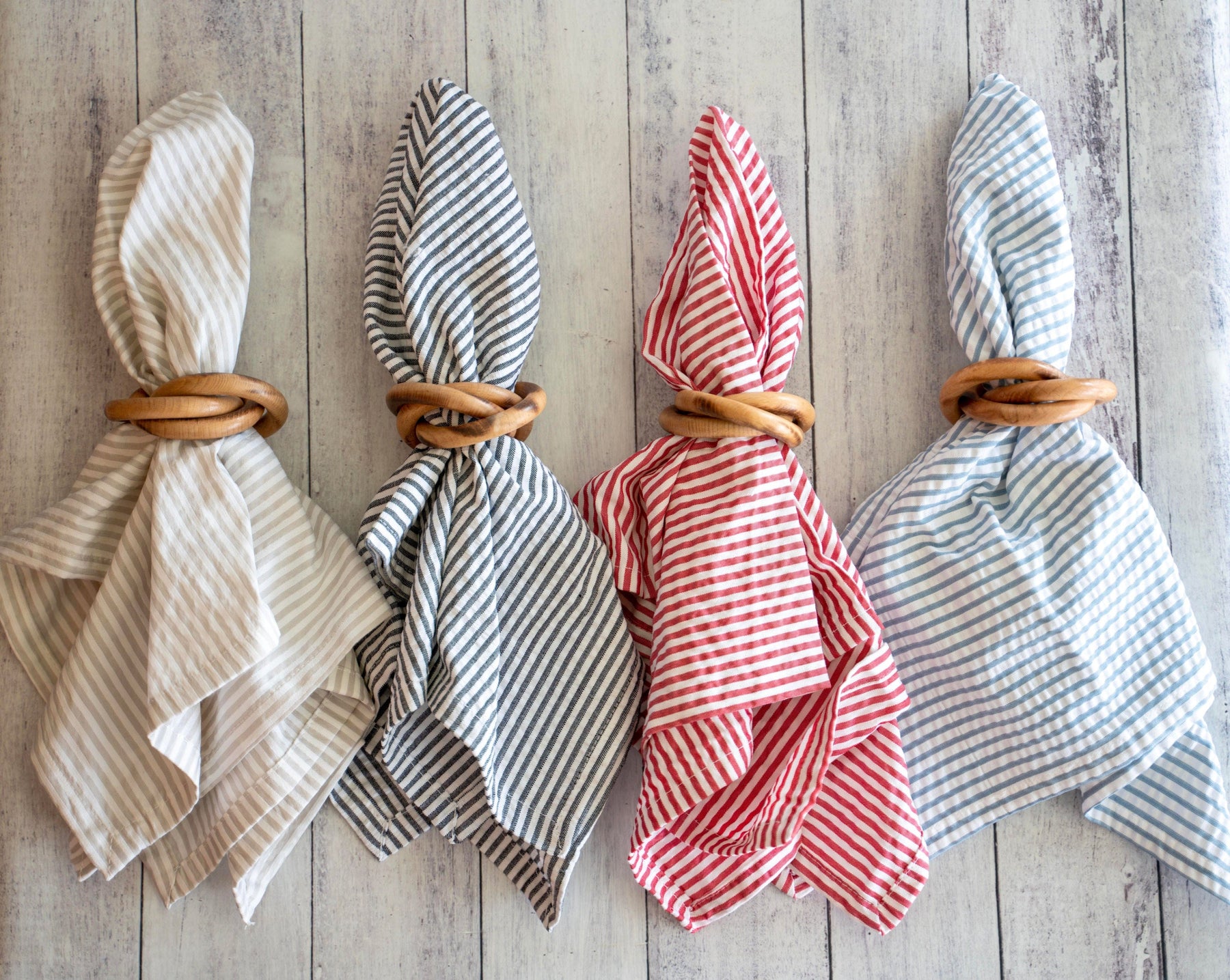 Dot and Army Napkin Rings Wood Bangles Napkin Rings, set of four