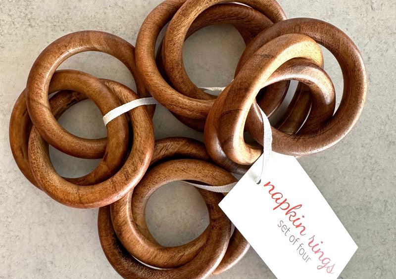 Dot and Army Napkin Rings Wood Bangles Napkin Rings, set of four