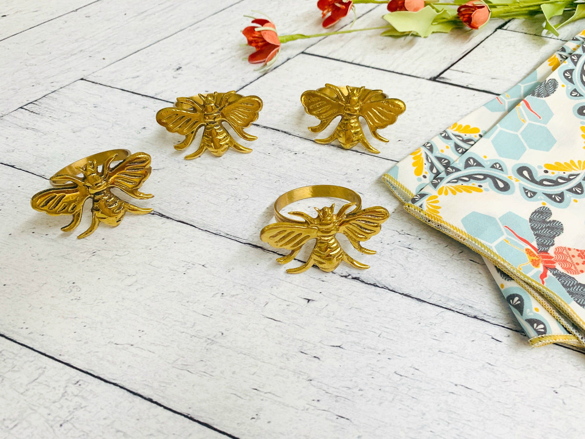 Dot and Army Napkins Honey Bee Cloth Napkins, set of four