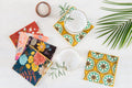Dot and Army Napkins Winter Blue Floral Cloth Napkins, set of four