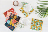Dot and Army Napkins Winter Blue Floral Cloth Napkins, set of four