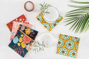 Dot and Army Napkins Winter Blue Floral Cloth Napkins, set of four