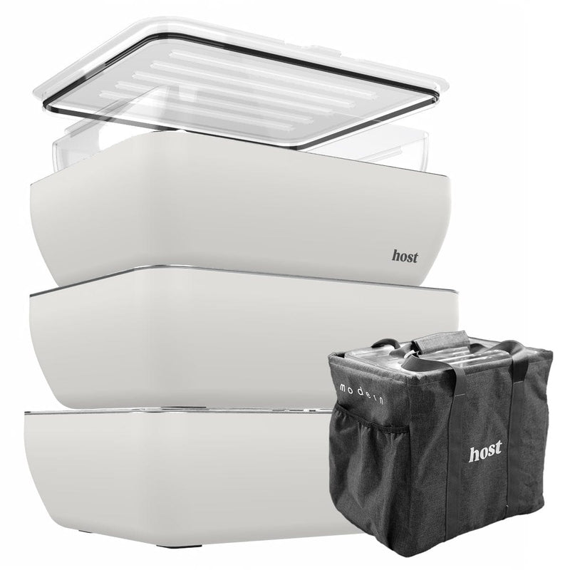 Host Modern 3 Thermal Serving Dishes + 1 Glass Baking Dish + Carry Bag