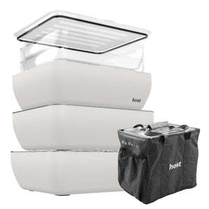 Host Modern 3 Thermal Serving Dishes + 2 Glass Baking Dishes + Carry Bag