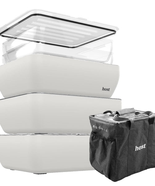 Host Modern 3 Thermal Serving Dishes + 2 Glass Baking Dishes + Carry Bag