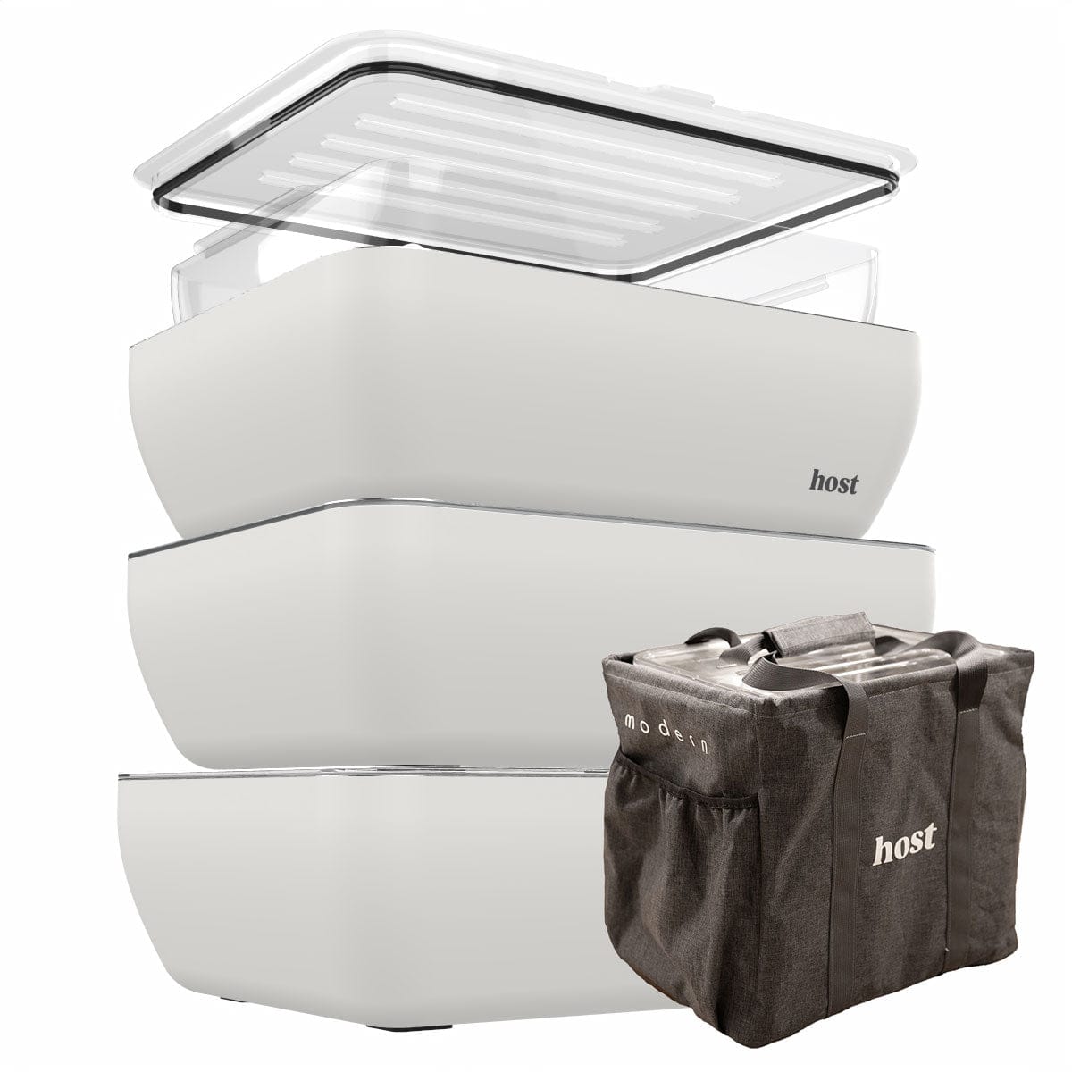 Host Modern 3 Thermal Serving Dishes + 3 Glass Baking Dishes + Carry Bag