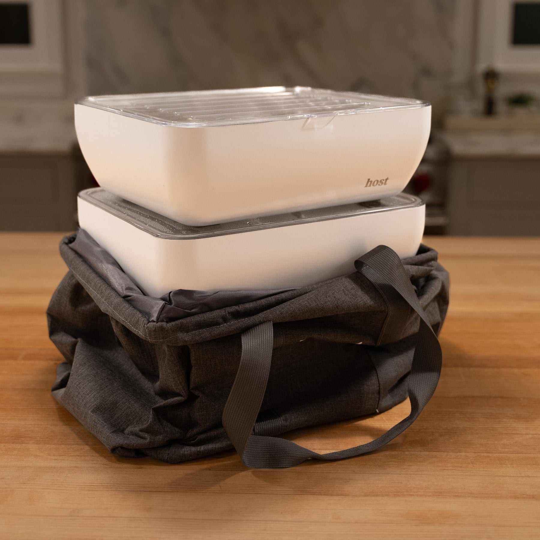 Host Modern 3 Thermal Serving Dishes + 3 Glass Baking Dishes + Carry Bag