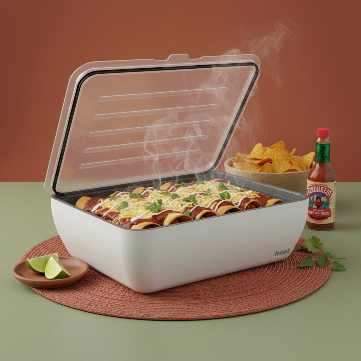 Host Modern 3 Thermal Serving Dishes + 3 Glass Baking Dishes + Carry Bag