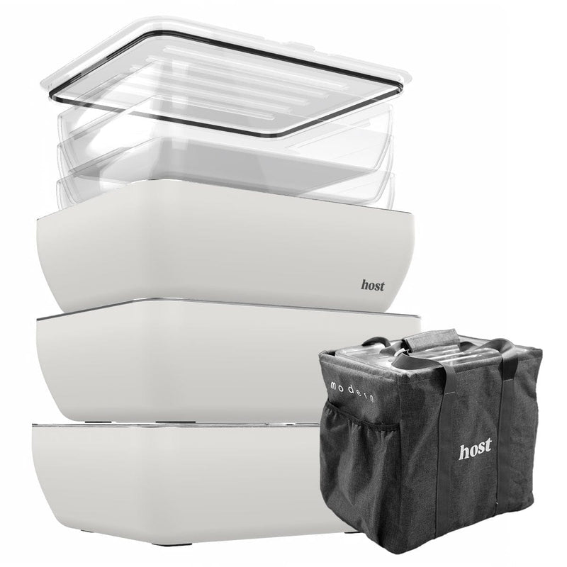 Host Modern 3 Thermal Serving Dishes + 3 Glass Baking Dishes + Carry Bag