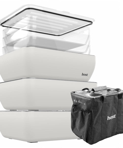 Host Modern 3 Thermal Serving Dishes + 3 Glass Baking Dishes + Carry Bag