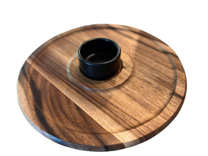 Kalmar Home ceramics Black Medium Chip n Dip with Ceramic Bowl