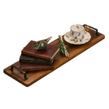 Kalmar Home Serving Tray Acacia Serving Trays with Metal Handles