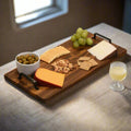 Kalmar Home Serving Tray Rectangular Acacia Serving Trays with Metal Handles