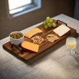 Kalmar Home Serving Tray Rectangular Acacia Serving Trays with Metal Handles