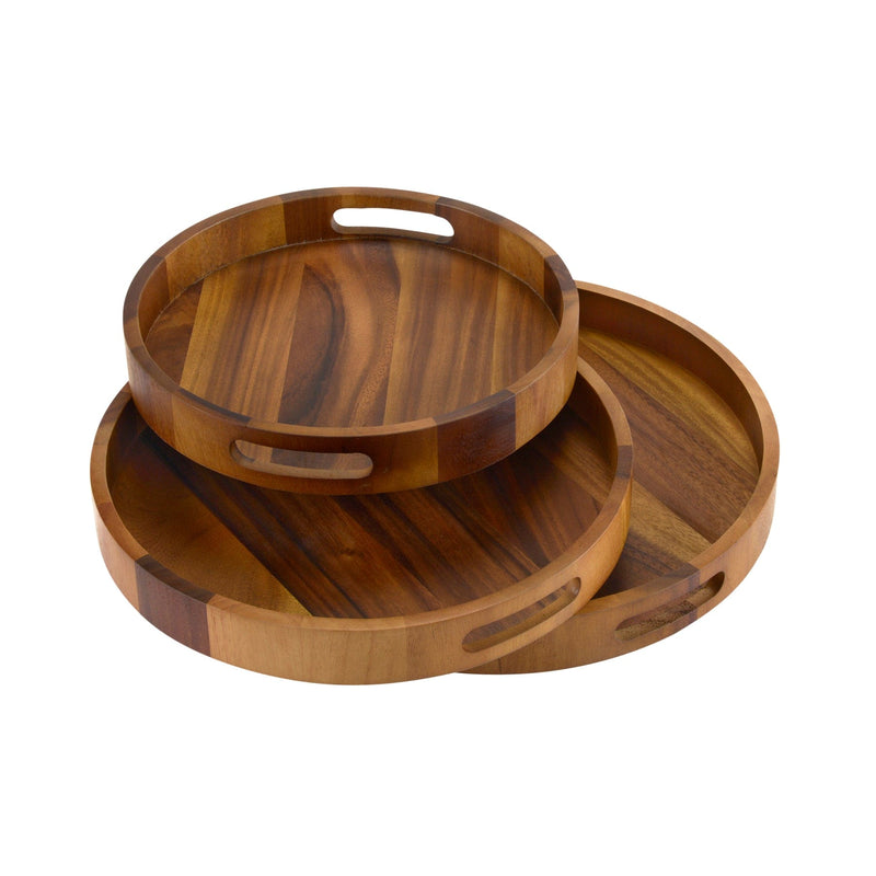 Kalmar Home Serving Tray set of 3 - 1 each size Round Serving Trays - Solid Bottom
