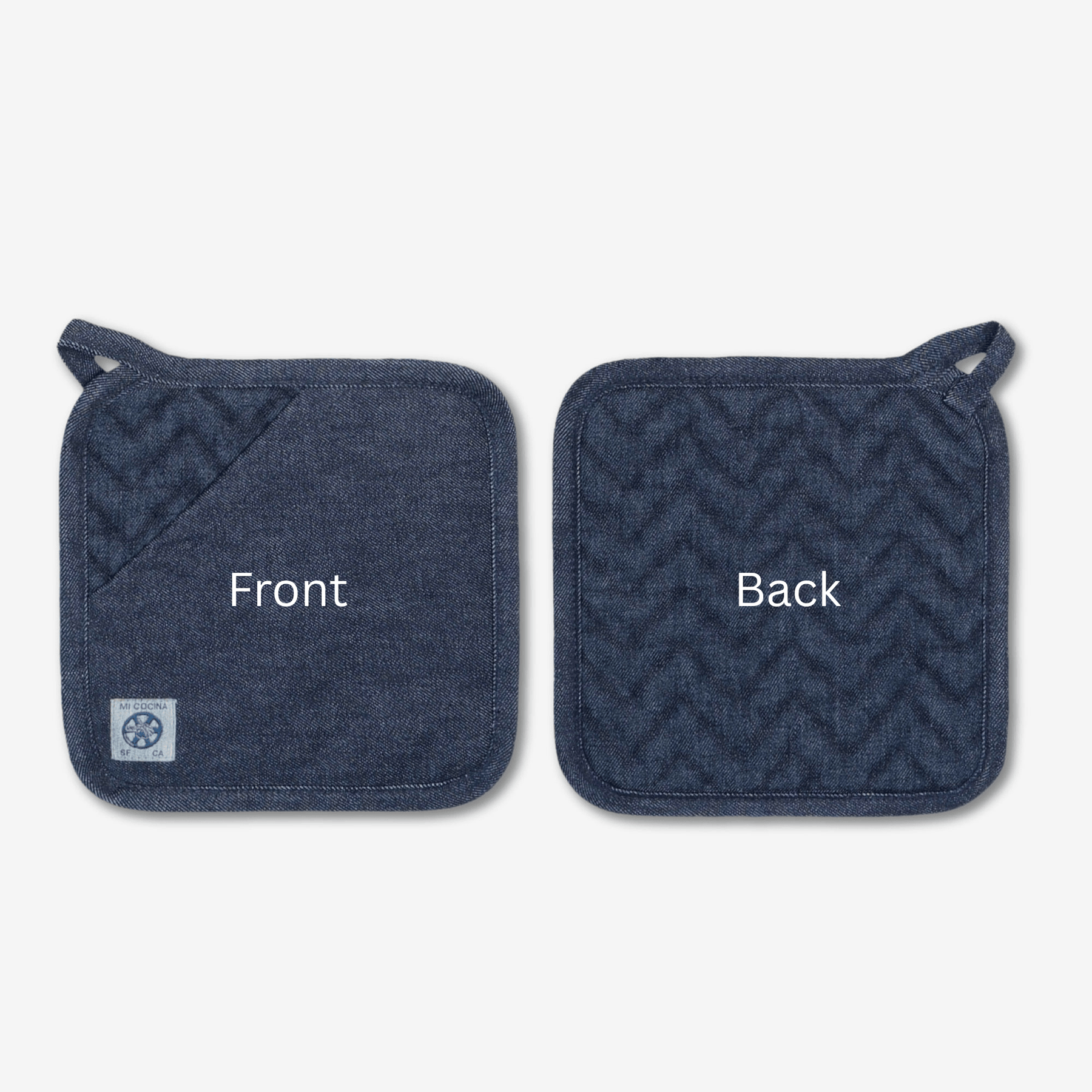 MI COCINA / UBI-IND Pan Handle Holder / Trivet Raw Denim HERRINGBONE TRIVET / POT HOLDER