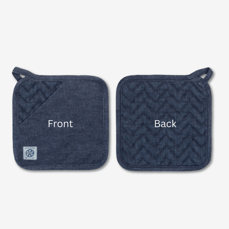 MI COCINA / UBI-IND Pan Handle Holder / Trivet Raw Denim HERRINGBONE TRIVET / POT HOLDER