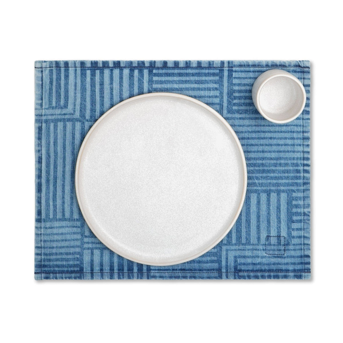 MI COCINA / UBI-IND Placemat KENTE STRIPE - LIGHT DIASPORA PLACEMAT - LASER PRINTED DENIM