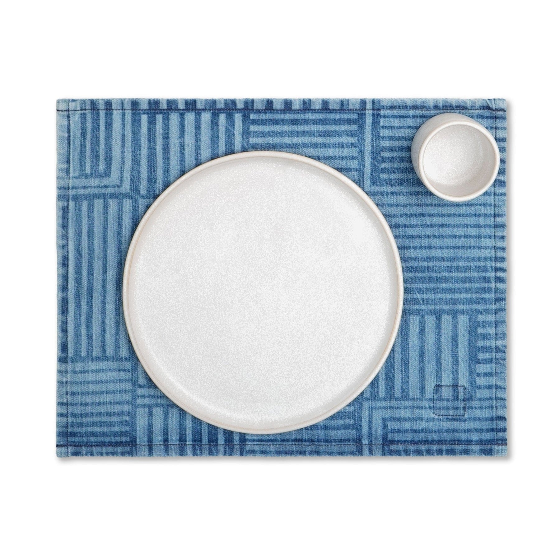MI COCINA / UBI-IND Placemat KENTE STRIPE - LIGHT DIASPORA PLACEMAT - LASER PRINTED DENIM