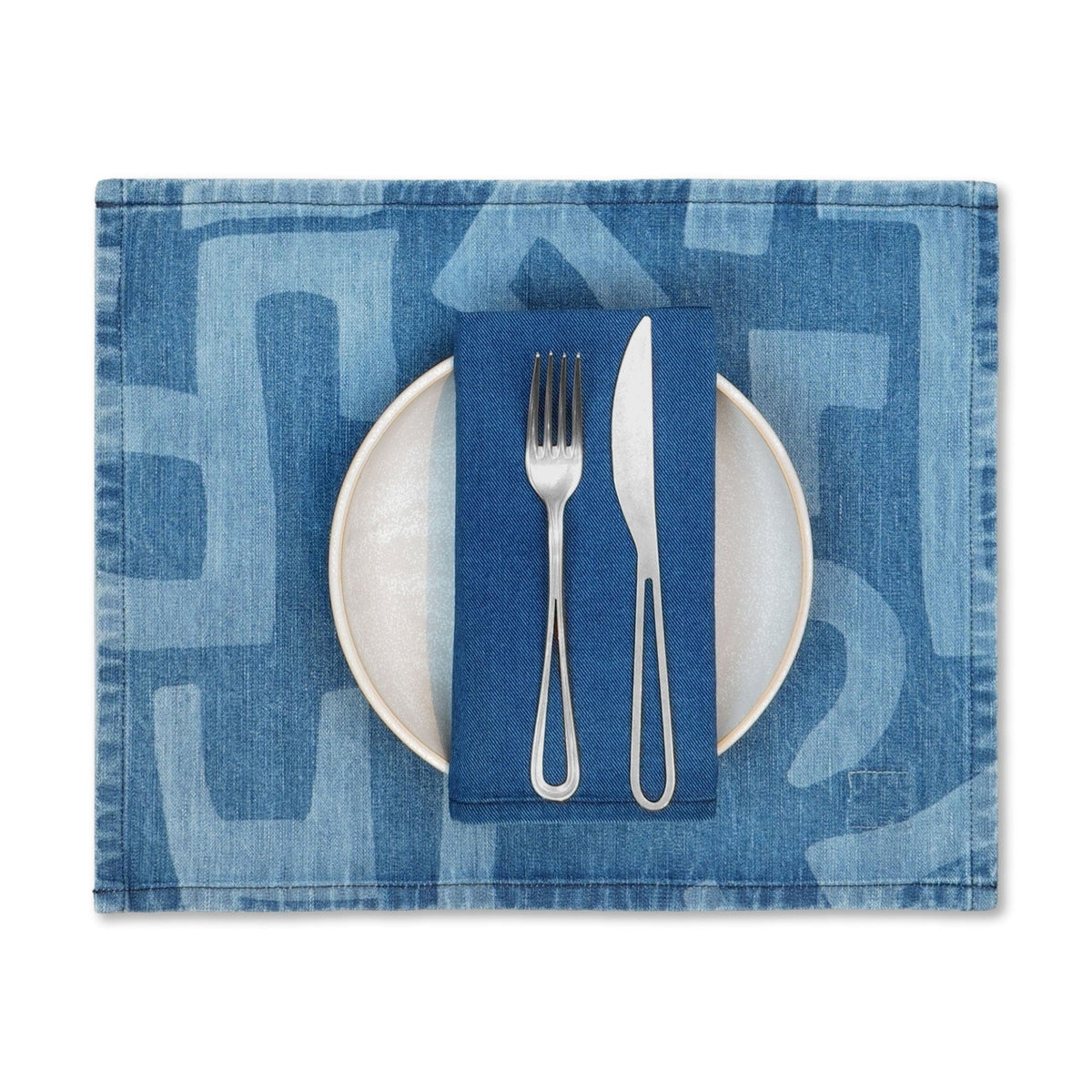 MI COCINA / UBI-IND Placemat MUD PRINT - LIGHT DIASPORA PLACEMAT - LASER PRINTED DENIM