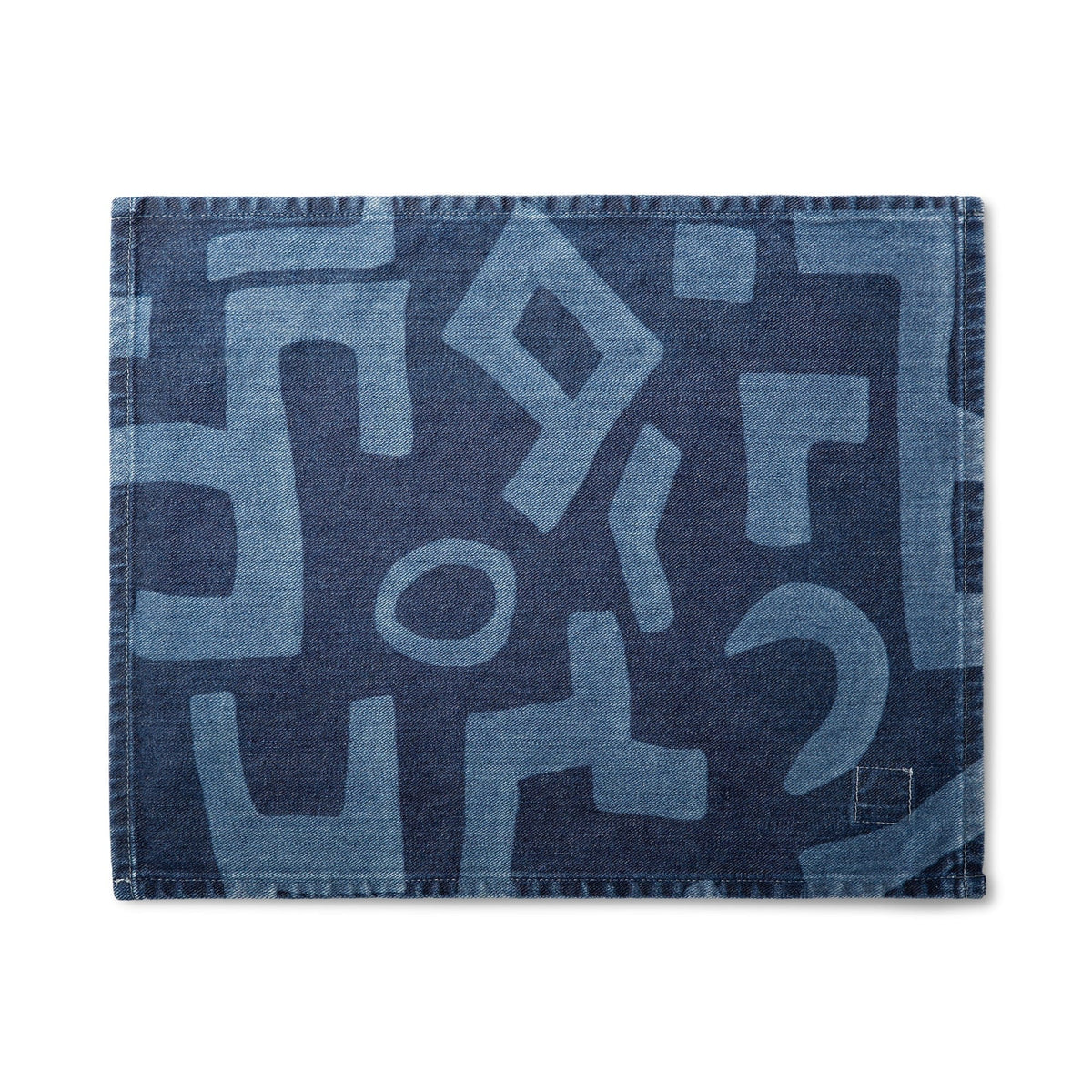 MI COCINA / UBI-IND Placemat MUD PRINT - MEDIUM DIASPORA PLACEMAT - LASER PRINTED DENIM