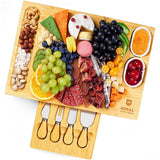 Royal Craft Wood Bamboo Cheese Board with Knives