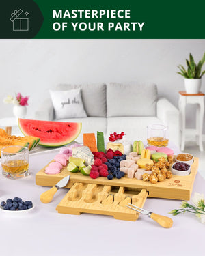 Royal Craft Wood Cheese Board Set w/knives, 16.5“x11”