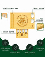 Royal Craft Wood Cheese Board Set w/knives, 16.5“x11”