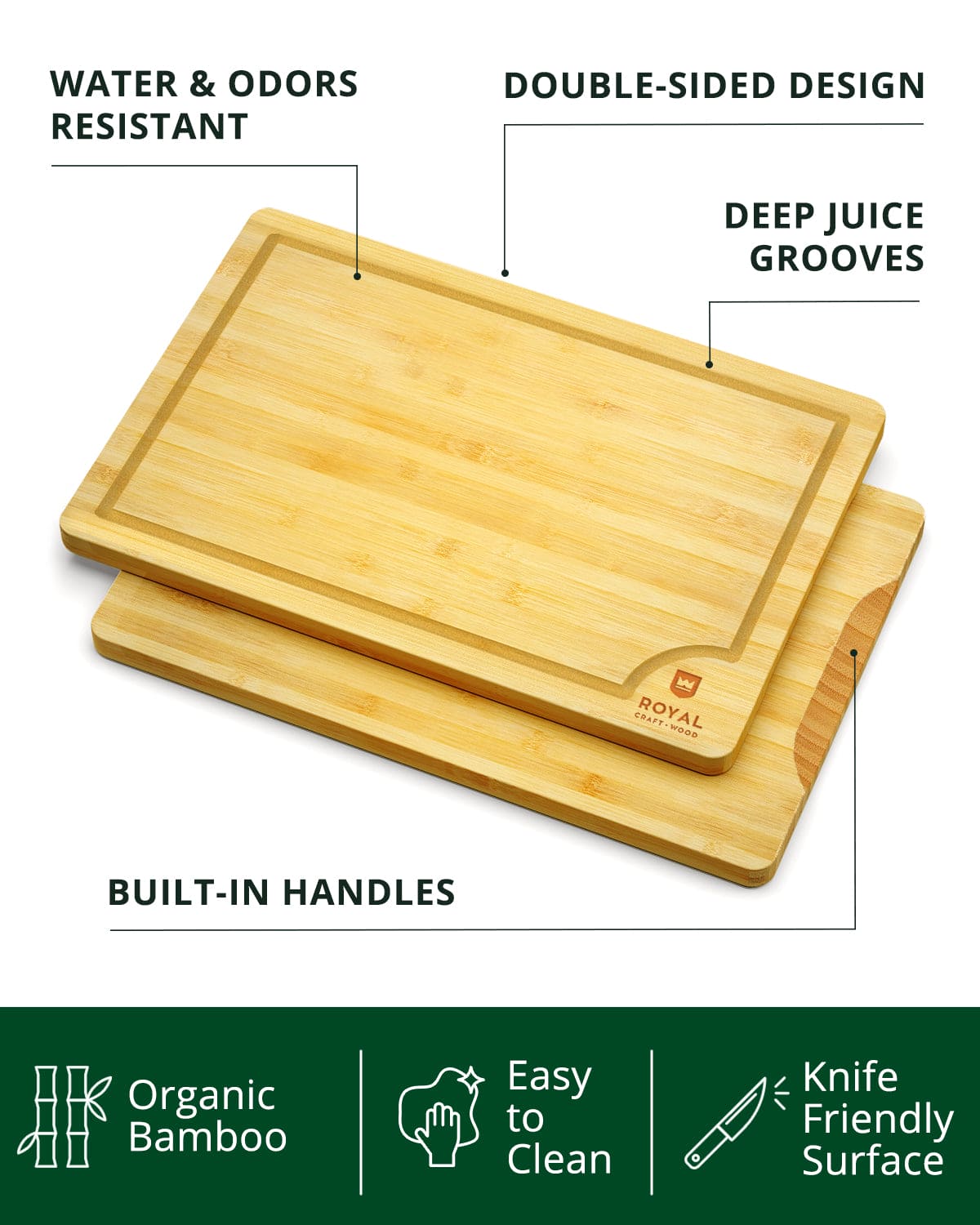 Royal Craft Wood Cutting Board Set Cutting Board Set of 3, Bamboo