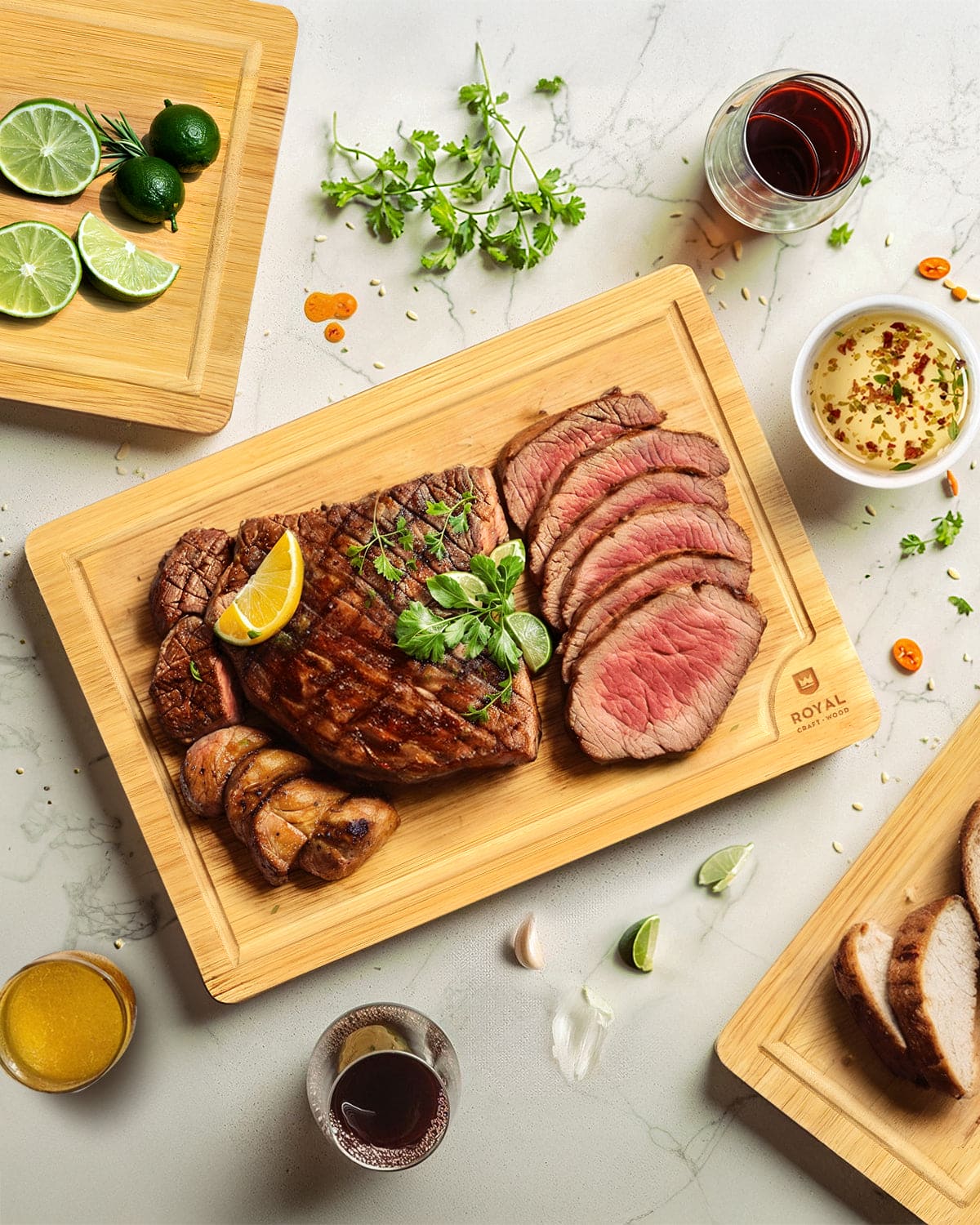 Royal Craft Wood Cutting Board Set Cutting Board Set of 3, Bamboo