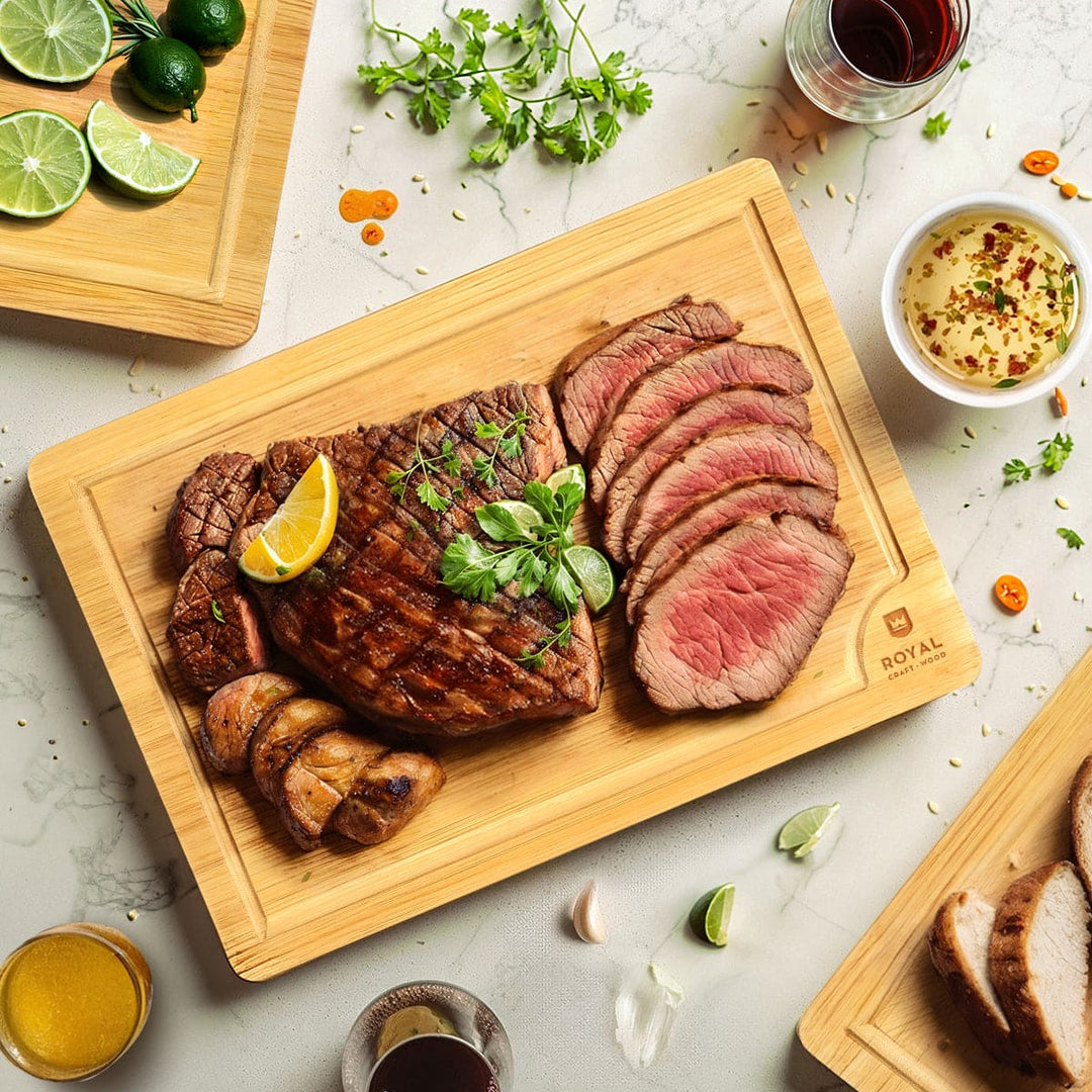 Royal Craft Wood Cutting Board Set Cutting Board Set of 3, Bamboo