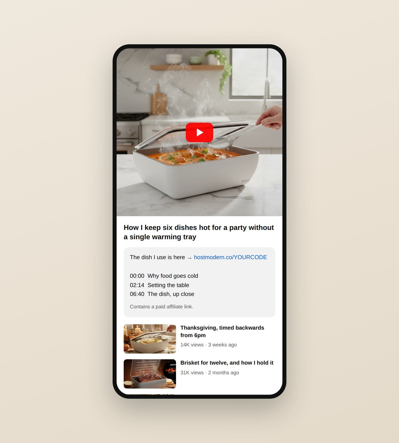 YouTube example — Line one of the description